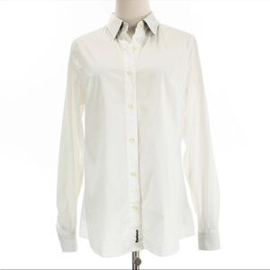 Barbour Long Sleeve Button Down Top Size 10 US in White Cotton Blend